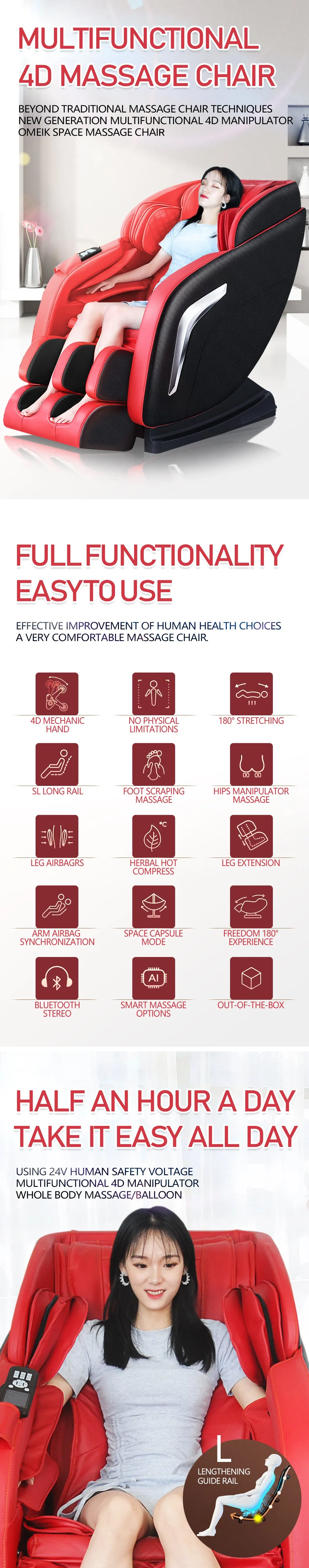 2020 Modern Popular Full Body Airbag Shiatsu Relax Massage Chair