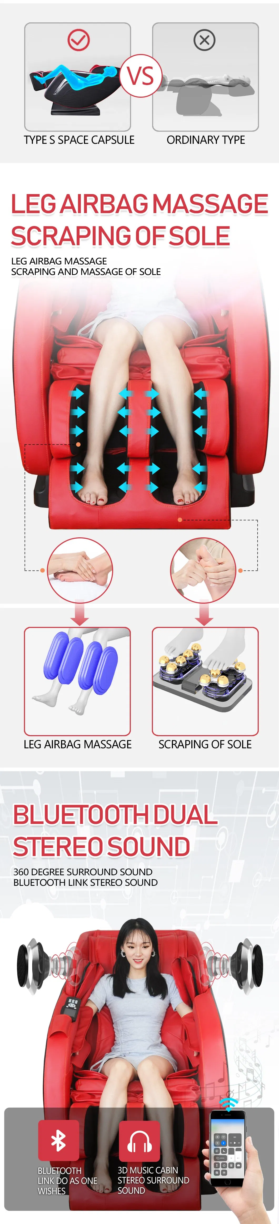 2020 Modern Popular Full Body Airbag Shiatsu Relax Massage Chair