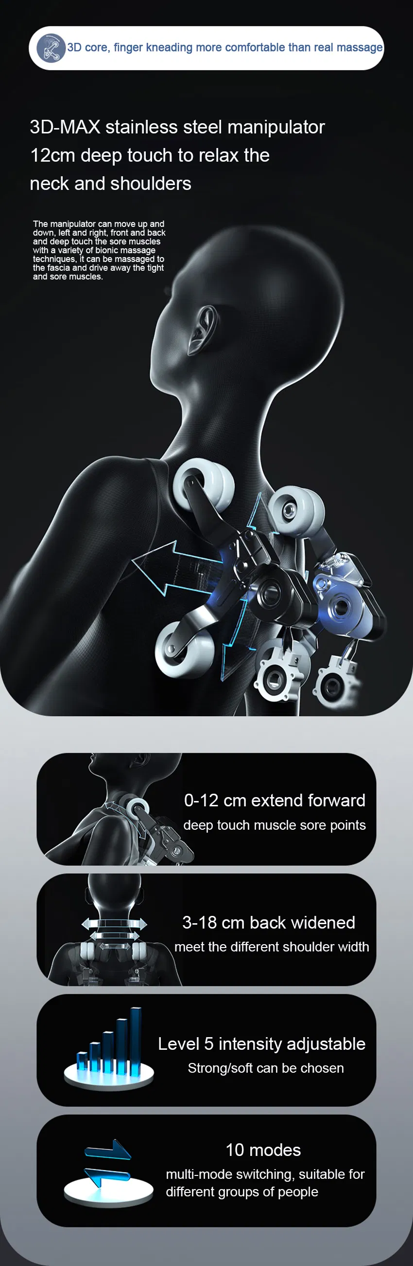 2021 Hot Sale Electric Full Body Shiatsu Smart Ai Music Massage Chai