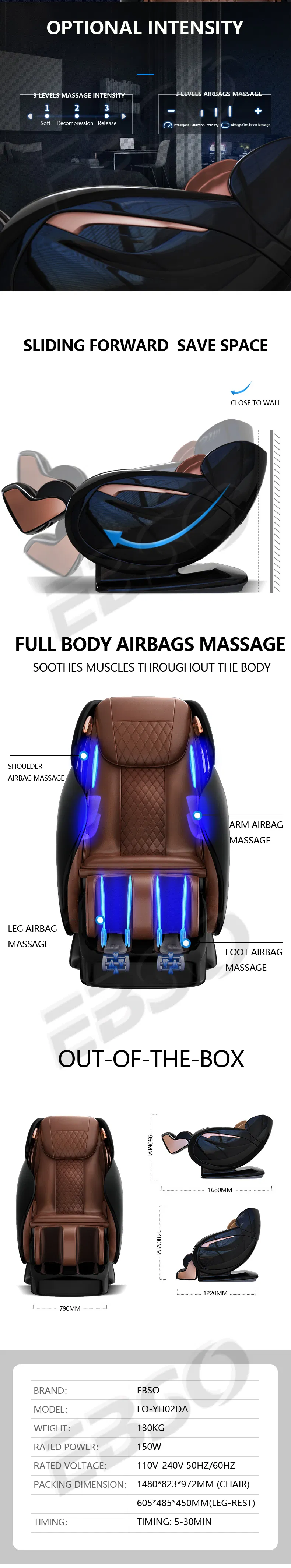 Ebso Roller Luxury Electric Intelligent Zero Gravity Comfortable Full Body Massage Chair