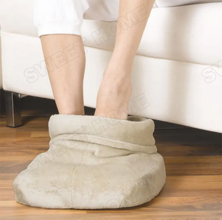 Electric Foot Warmer Boot Vibrating and Heating Feet Massager with Washable Fleece Cover
