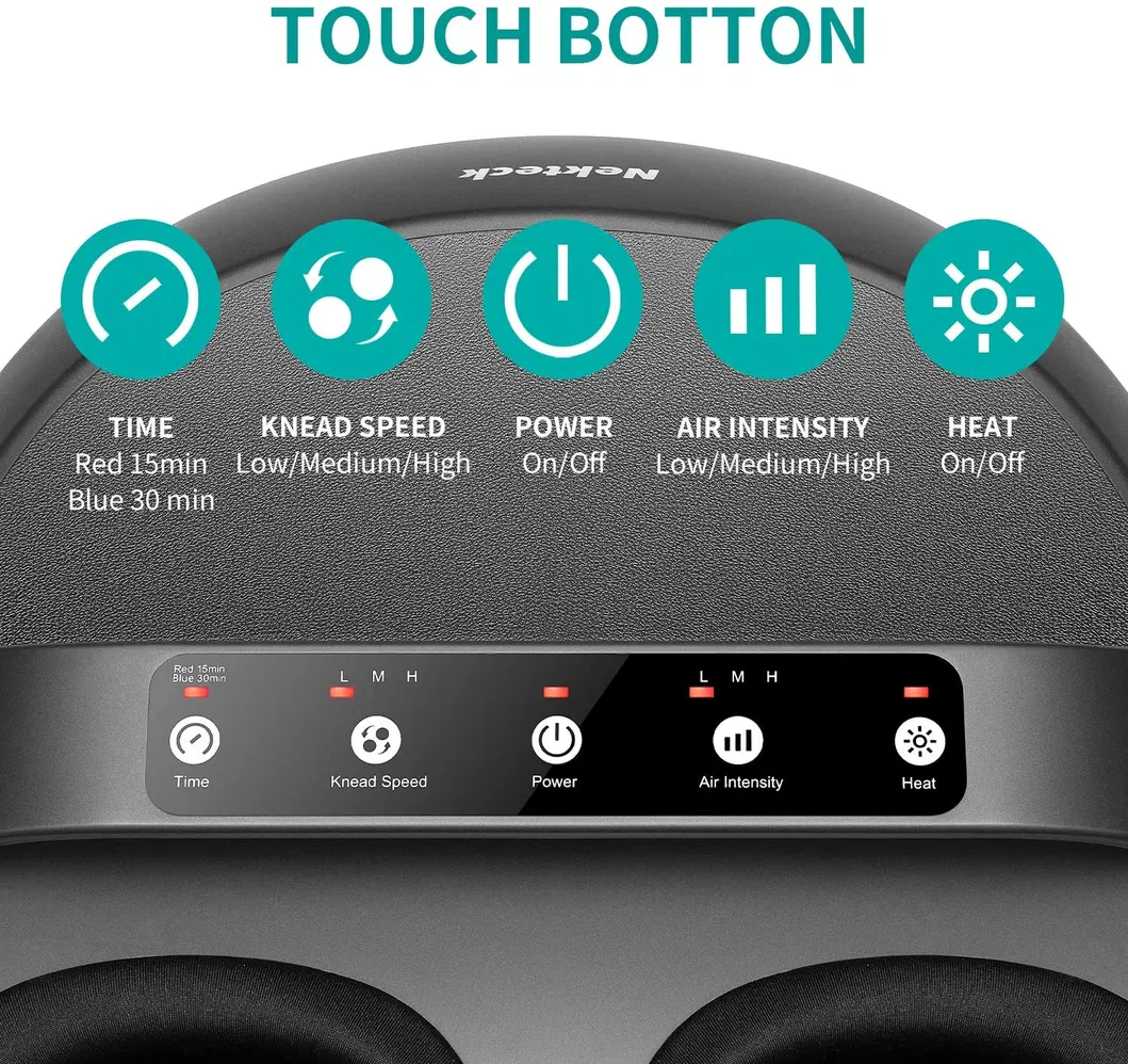 Electric with Heat and 6 Mode Kneading Rolling Air Compression Fit to Size 12 Foot Massager for Adults