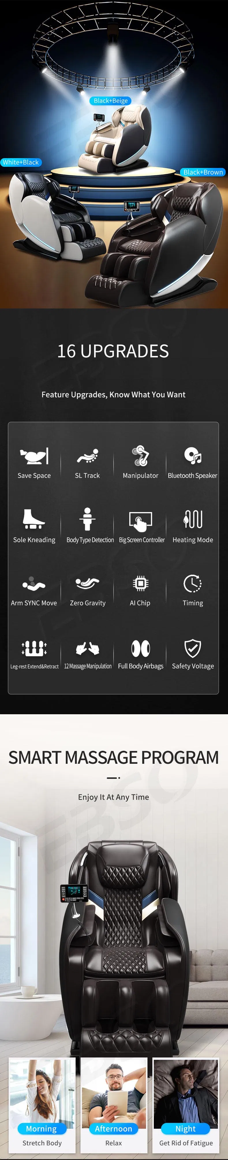 Fuan Meiyang Hot Sale Luxury 3D Zero Gravity Full Body Airbags Massage Recliner SL Track Foot SPA Thai Ai Voice Massage Chair