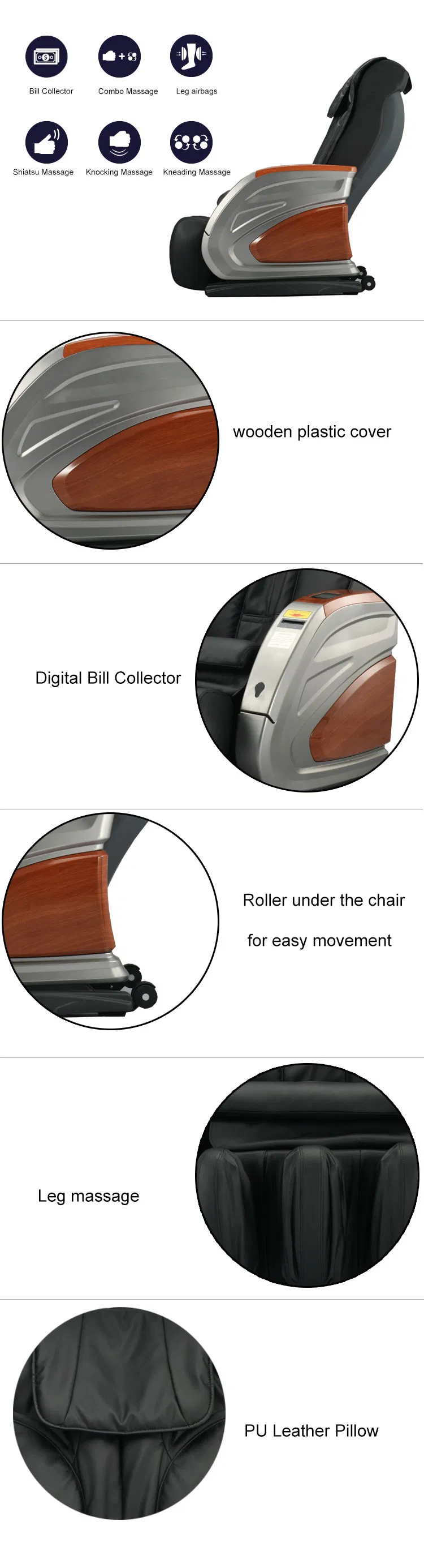 Hair Salon Vending Massage Sofa Chair Bill Operated