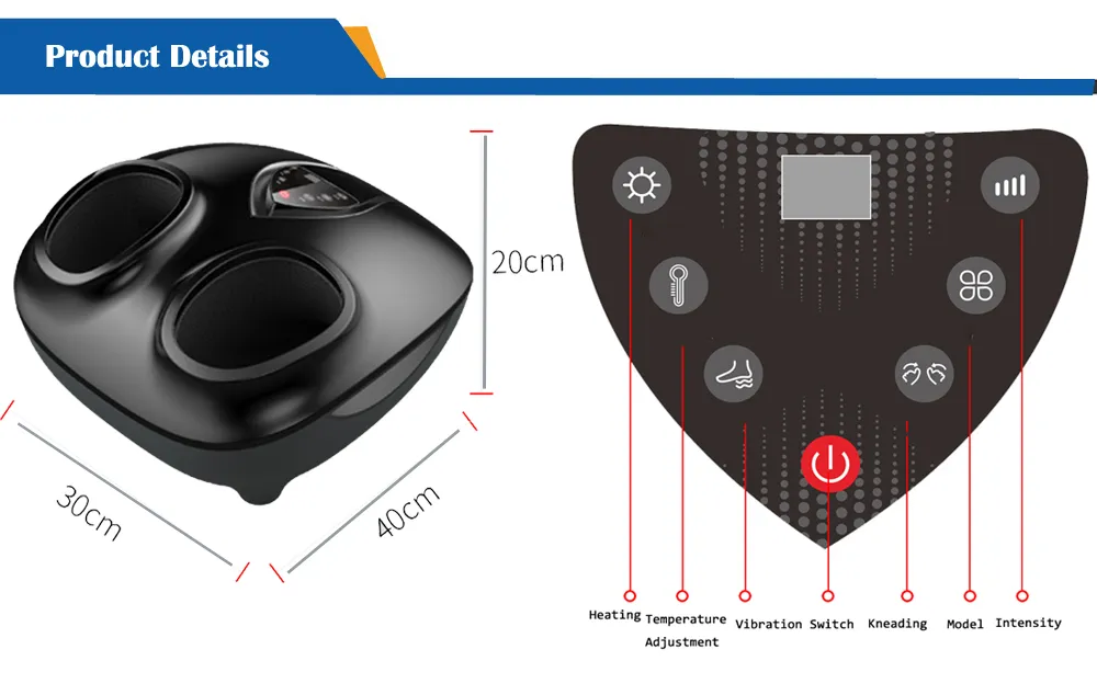 High Intensity Heating Kneading Rollers Air Compression Foot Massager