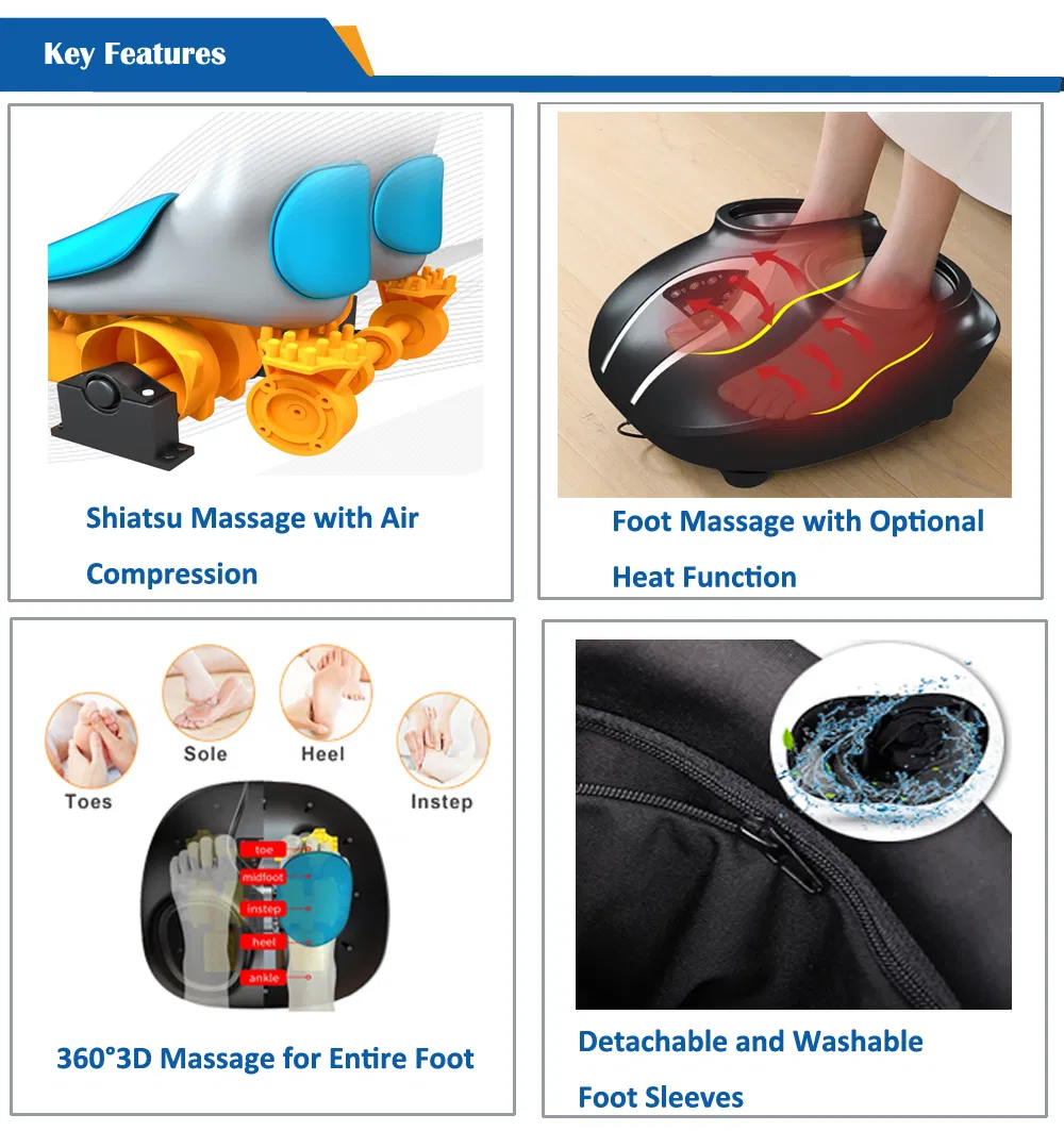 High Intensity Heating Kneading Rollers Air Compression Foot Massager