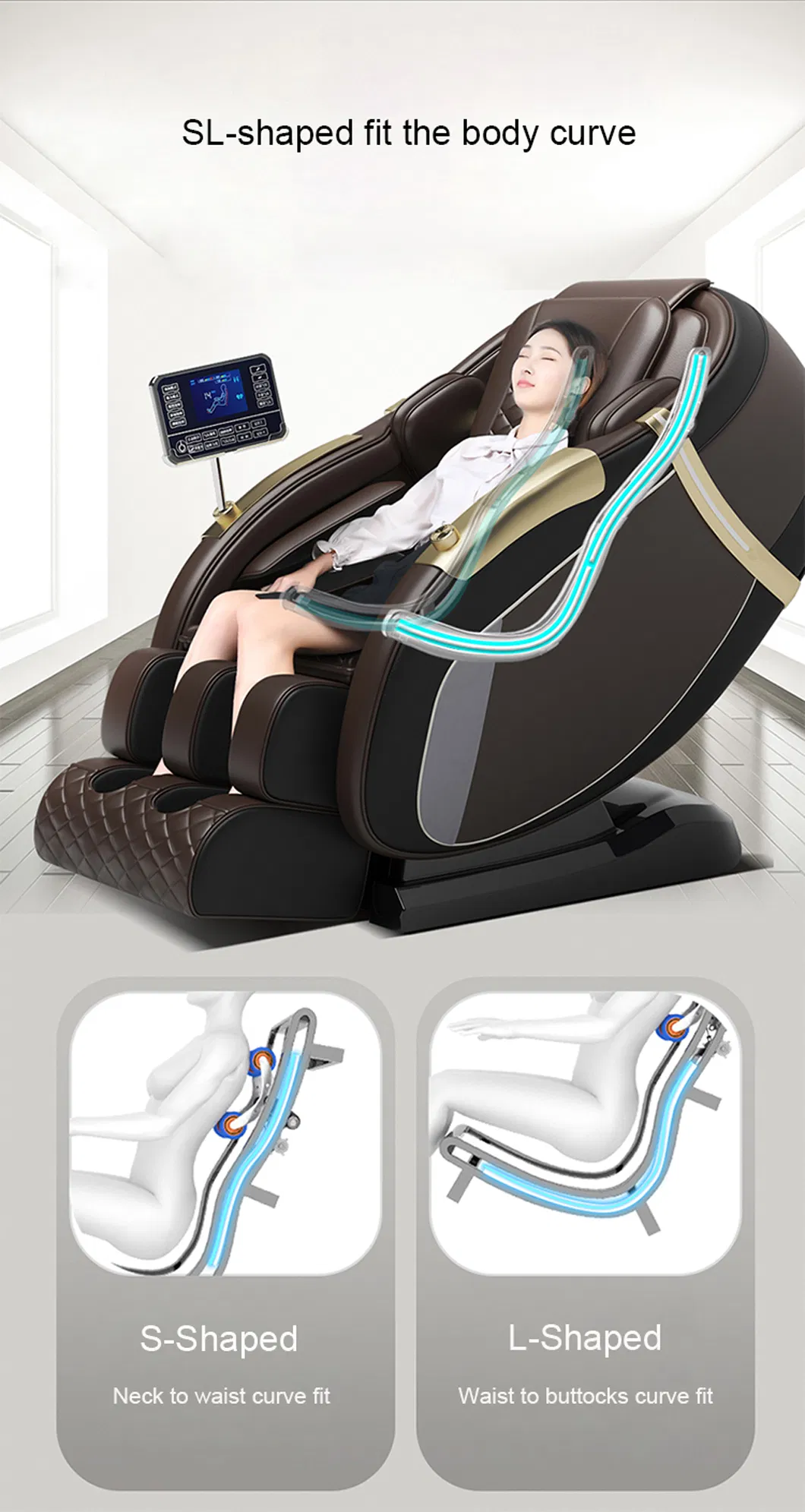 High Quality Best Sale Full Body Zero Gravity Kneading Intelligent Detection with LCD Touch Screen Massage Chair