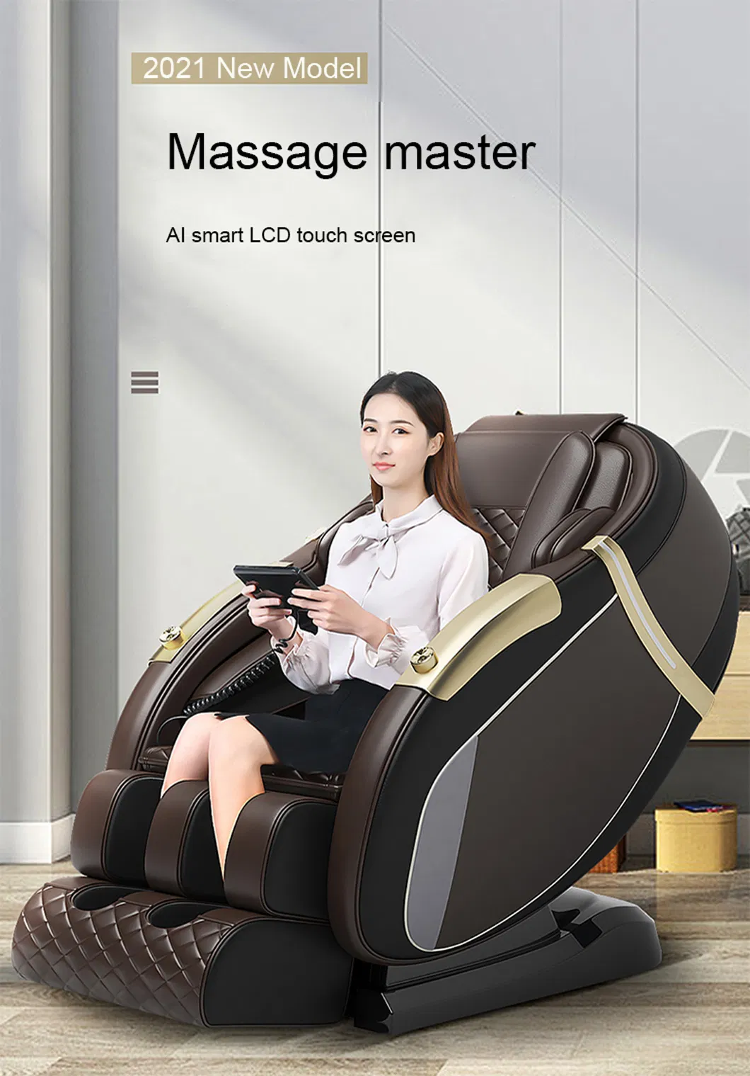 High Quality Best Sale Full Body Zero Gravity Kneading Intelligent Detection with LCD Touch Screen Massage Chair