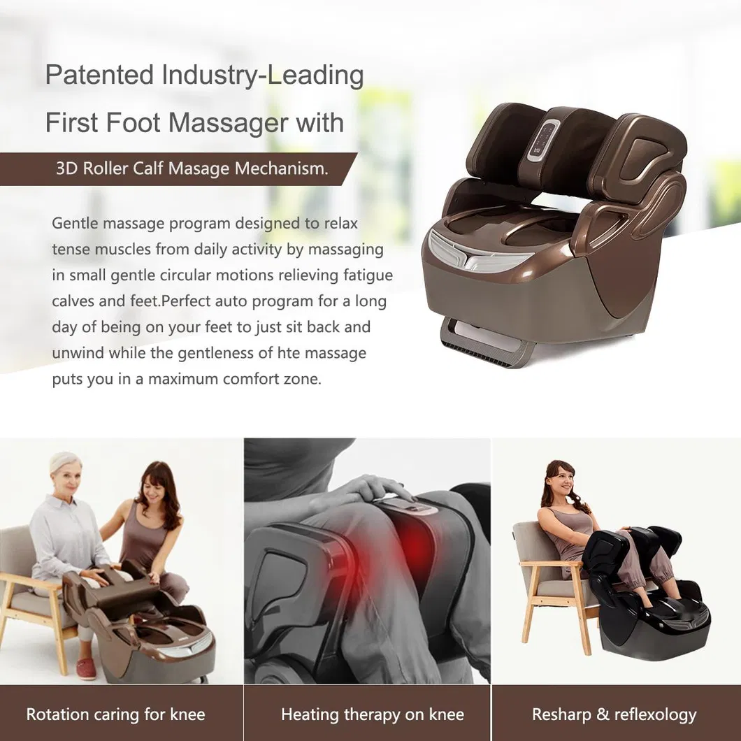 Human Touch Reflex Sol Foot and Calf Massager Machine with Heat, Shiatsu Deep Kneading, Under Foot Rollers, Delivers Relief for Tired Muscles up to 12size