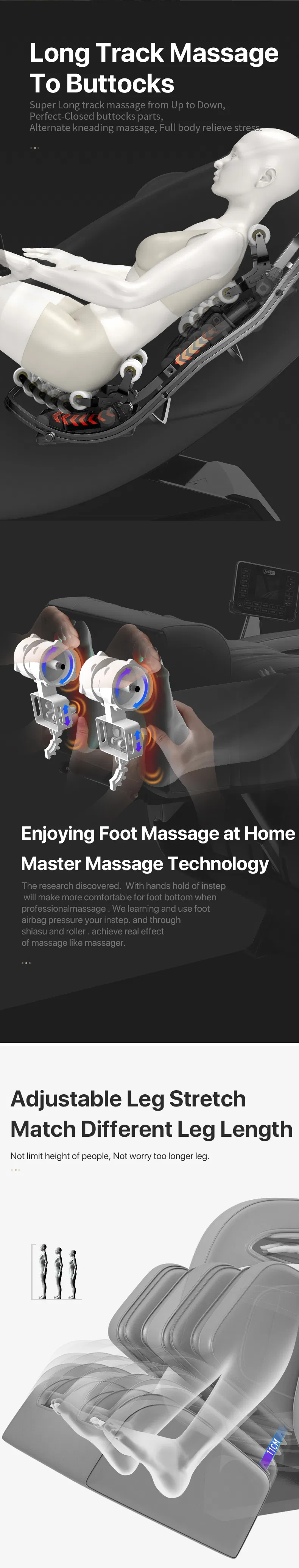 Luxury Best Selling Zero Gravity Shiatsu Massage Chair Reluex Full Body Application Music Extension Massage Chair