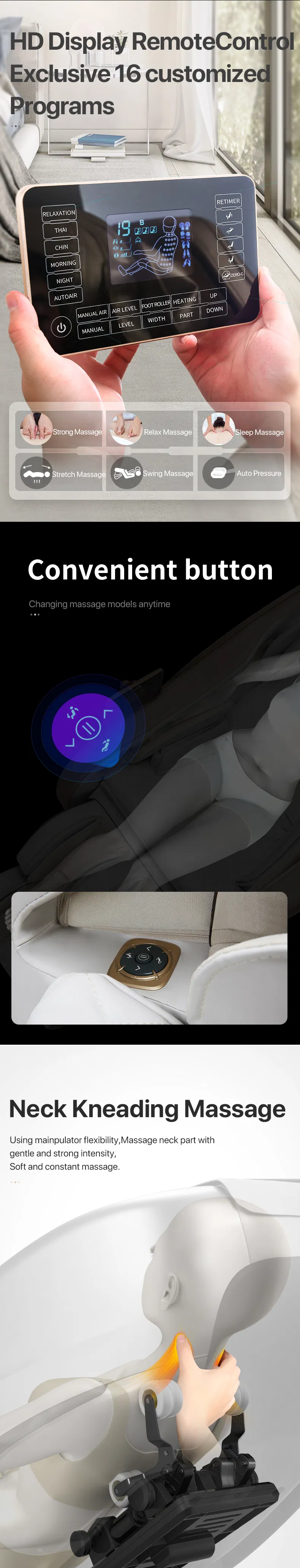 Luxury Best Selling Zero Gravity Shiatsu Massage Chair Reluex Full Body Application Music Extension Massage Chair