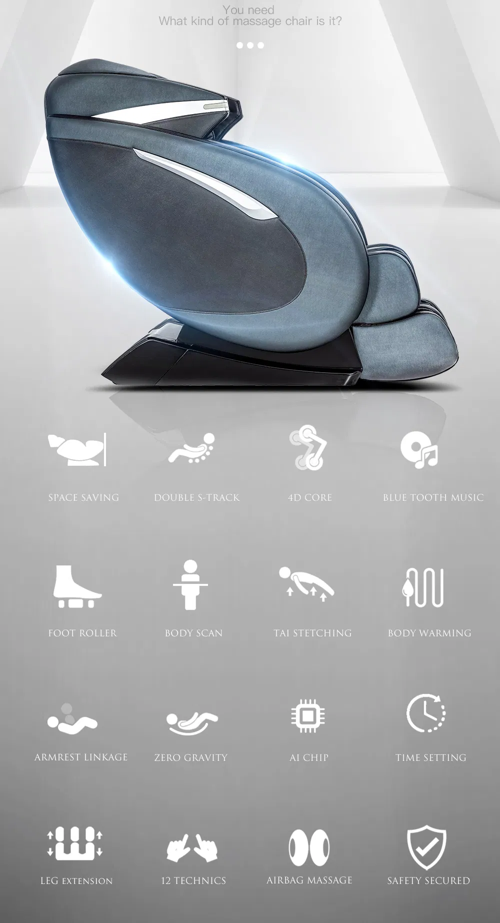 Mecha 4D Massage Chair Combined with Vibration, Massage, Heating