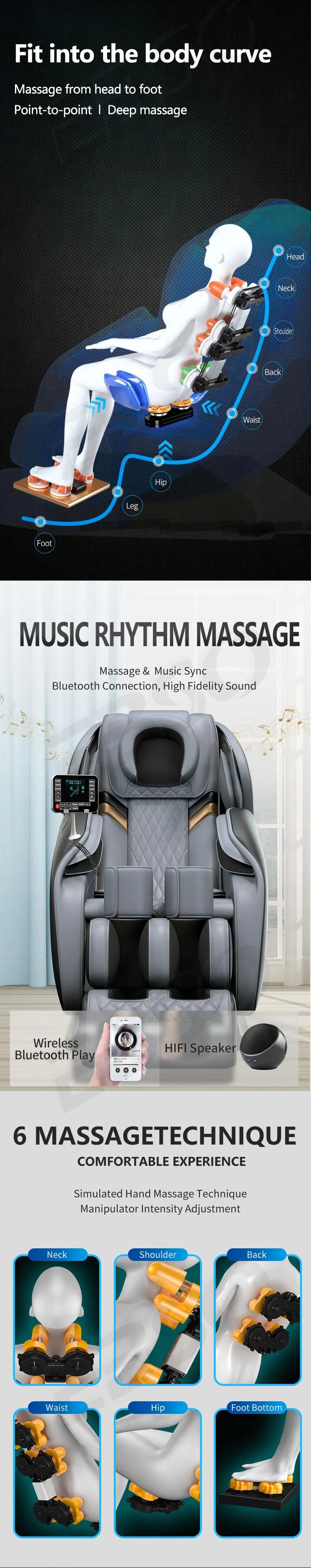 Wholesale New Design Luxury Automatic Electric Zero Body Care Luxury Family Healthcare 3D Massage Chair